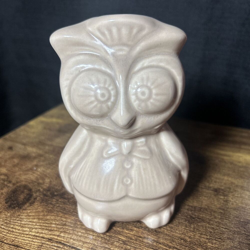 Vintage Ceramic Wise Owl Beige 5” For Sachet Potpourri Holder W/ Rubber Stopper - Picture 3 of 11